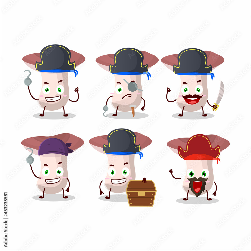 Cartoon character of rassula with various pirates emoticons