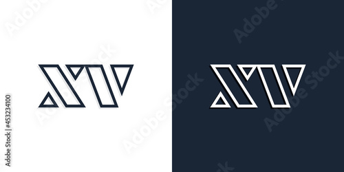 Abstract line art initial letters XV logo.