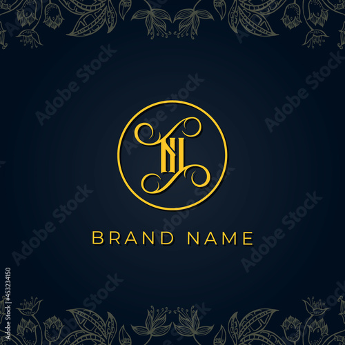 Royal luxury letter NI logo.