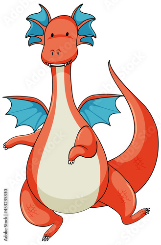 Simple cartoon character of dragon isolated