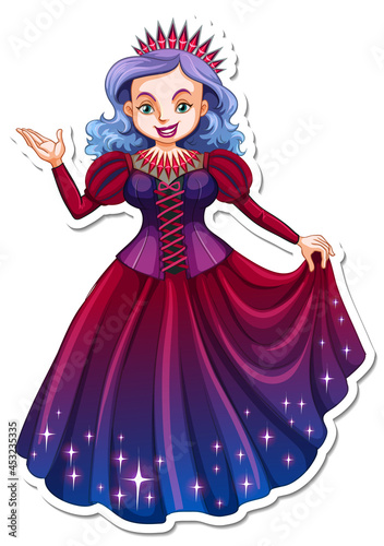 Beautiful queen cartoon character sticker © GraphicsRF