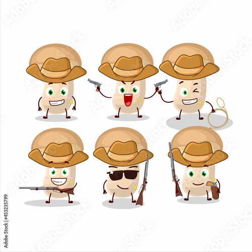 Cool cowboy slice enokitake cartoon character with a cute hat