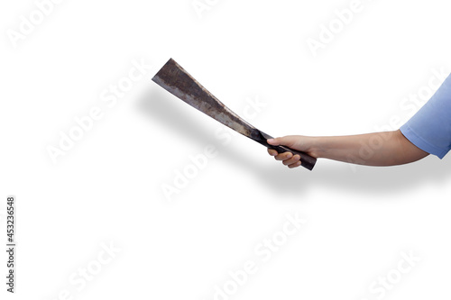 Konstfotografi Hand hold machete isolated on white background
