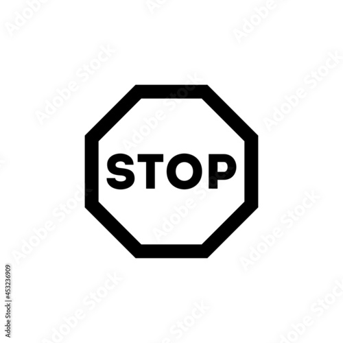 Outline icon. Stop sign emblem. Vector illustration