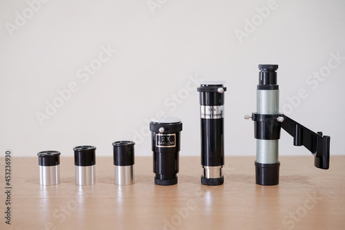 Okuler eyepieces telescope lenses, finderscope, barlow 2x, and image erector for astronomy planets observation research photo