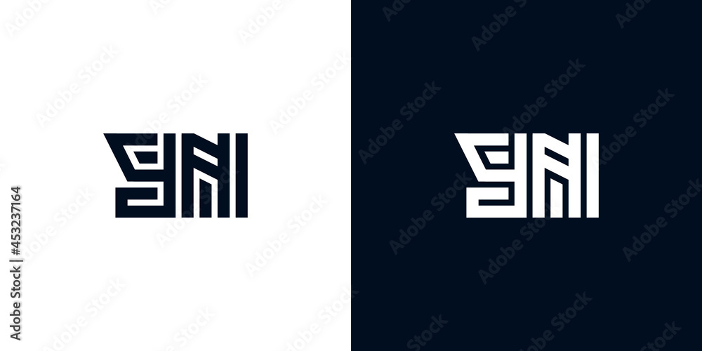 Minimal creative initial letters YN logo - obrazy, fototapety, plakaty 