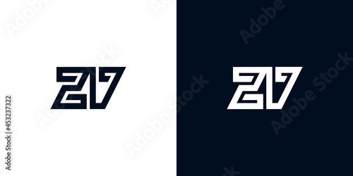Minimal creative initial letters ZD logo