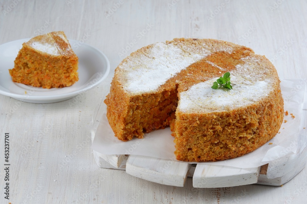 homemade carrot cake , on white background. homemade carrot cake , on white background.