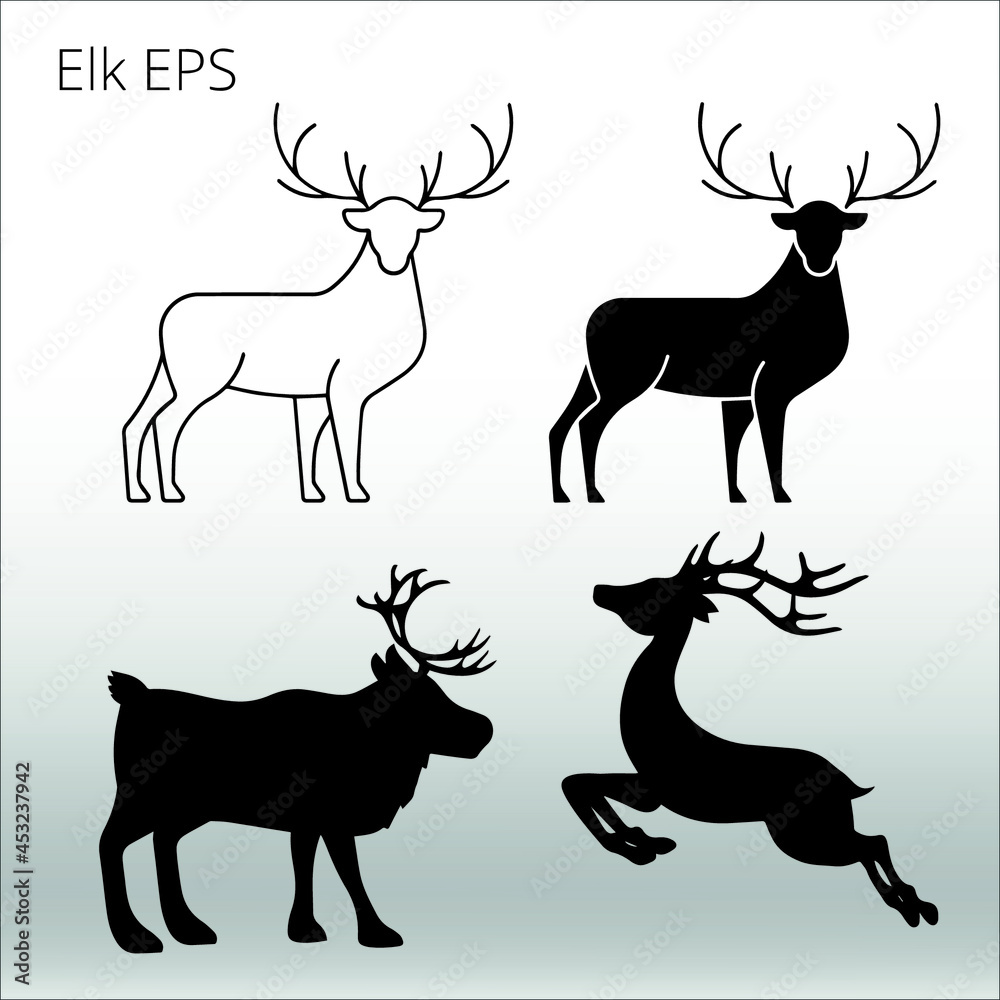 set of ELK Silhouettes, line isolated or logo isolated sign symbol vector, outline and stroke style Collection of high-quality vector illustration, set of ELK Silhouettes, line isolated or logo isolated sign symbol vector, outline and stroke style Collection of high-quality vector illustration,