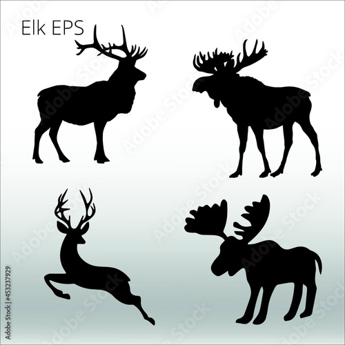 set of ELK Silhouettes  line isolated or logo isolated sign symbol vector  outline and stroke style Collection of high-quality vector illustration 