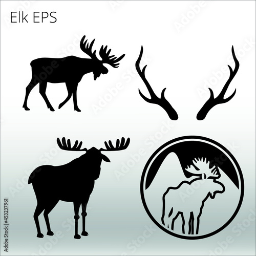 set of ELK Silhouettes  line isolated or logo isolated sign symbol vector  outline and stroke style Collection of high-quality vector illustration 