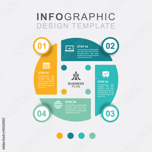 Infographic four steps statistic business and finance management