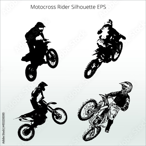 set of Motocross Rider Silhouettes, line isolated or logo isolated sign symbol vector, outline and stroke style Collection of high-quality color style vector illustration,