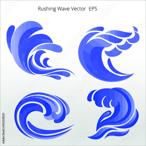 set of Rushing Wave vector Silhouettes, line isolated or logo isolated sign symbol vector, outline and stroke style Collection of high-quality color style vector illustration,