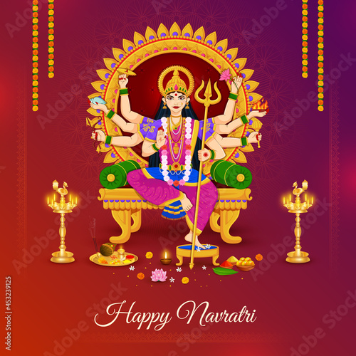 Queen Goddess Durga, Happy Navratri, Dussehra and Durga puja Festival 
