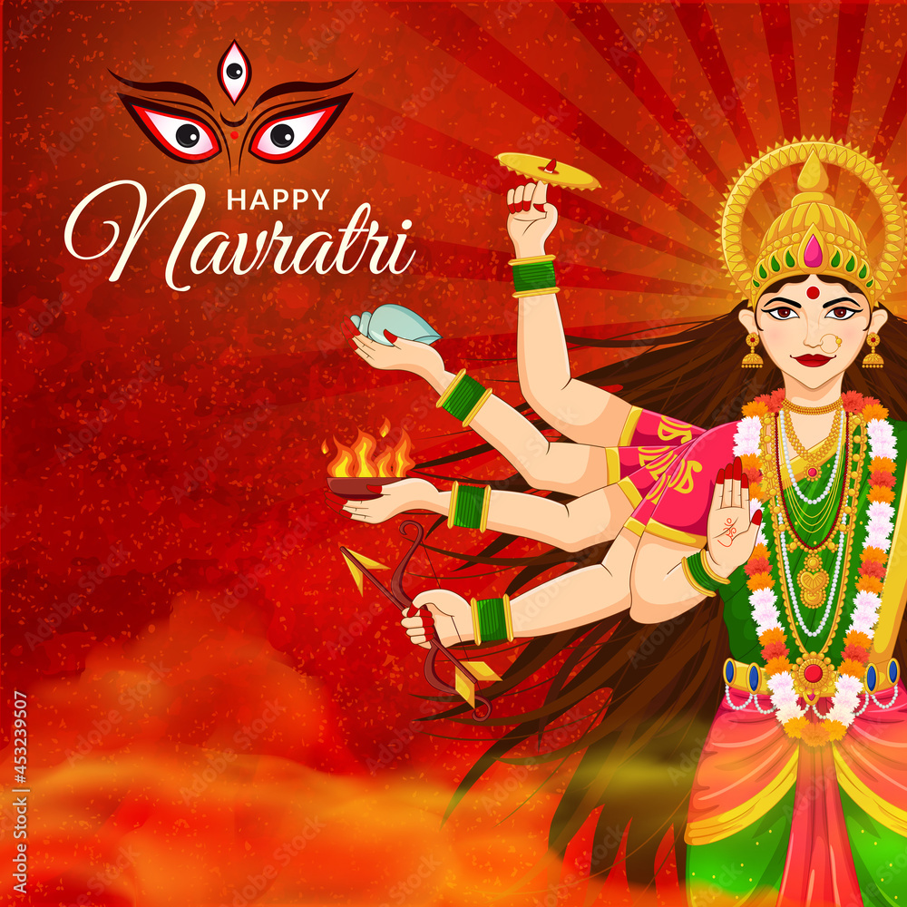 Goddess Durga, Subh Navratri Happy Dussehra and Durga puja Festival