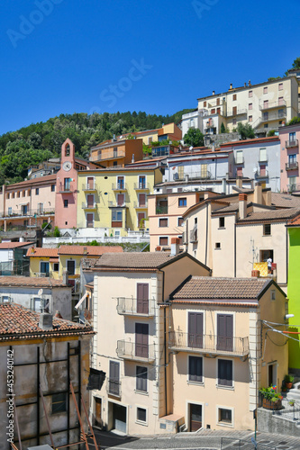 Panoramic view of Castelluccio Superiore, a small town in the mountains of the province of Potenza.