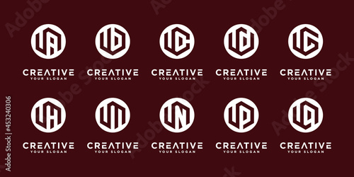 Mega logo collection u and etc monogram logo design template.