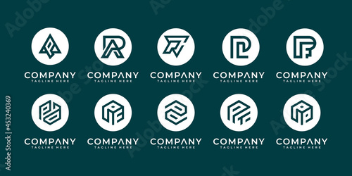Mega logo collection u and etc monogram logo design template.