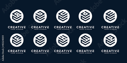 Creative initial a and etc, monogram collection logo design