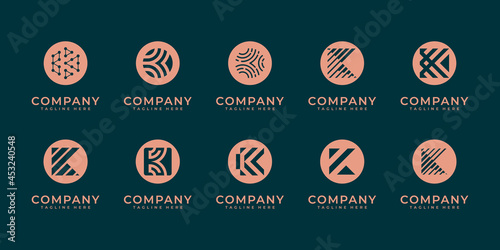 Set of creative monogram letter k logo design template. the logo can be used for building company.