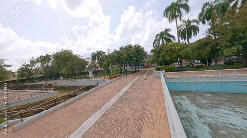 Wallpaper Mural Drone Flight Over Paved Walkway At Altar De La Patria In Santo Domingo, Dominican Republic. FPV Torontodigital.ca