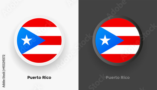 Free Download Set of two Puerto Rico flag buttons in black and white background. Abstract shiny metallic rounded buttons with national country flag - GFXLoad