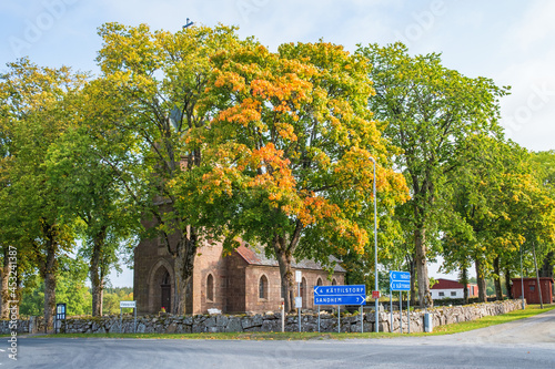 Church at a crossroads in a rural country