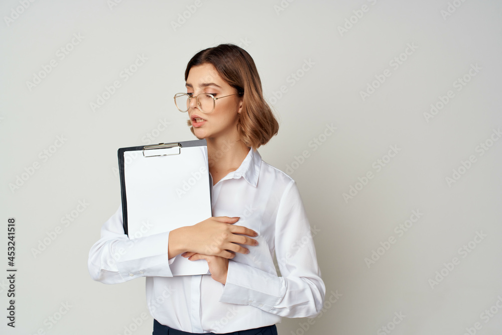 woman manager in suit documents official work woman manager in suit documents official work