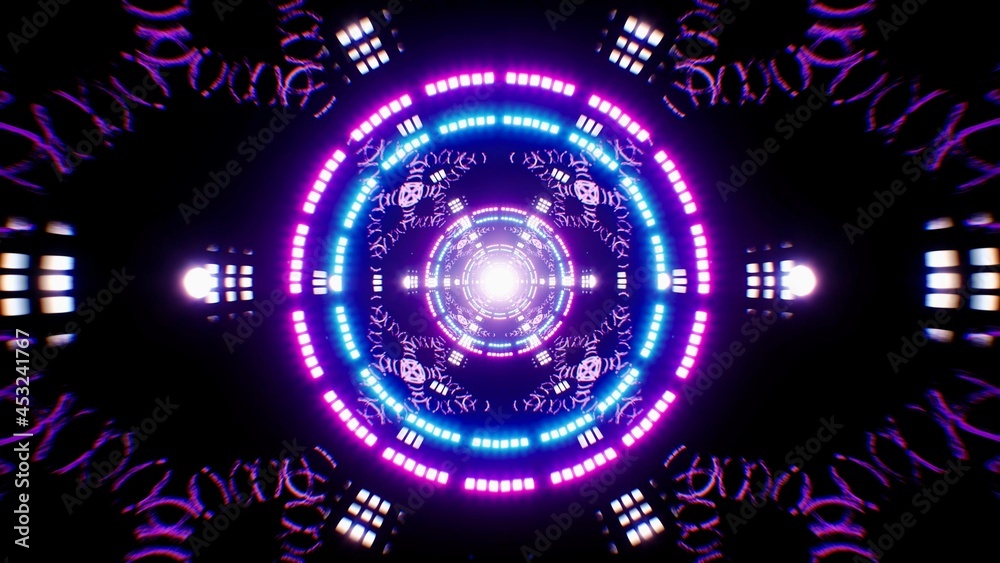 Obraz premium Neon Organic Shape Light Tunnel