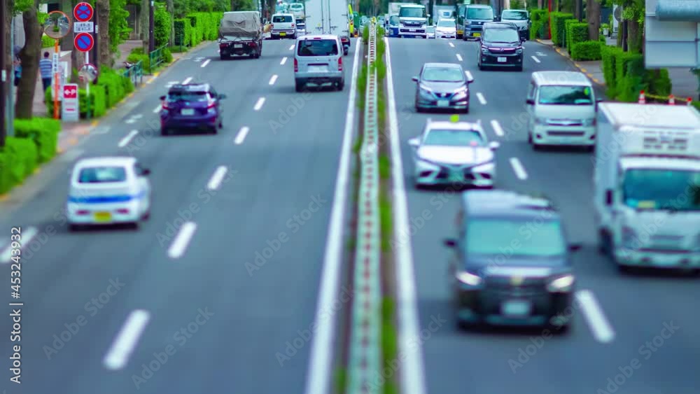 A timelapse of miniature downtown street at the avenue daytime tiltshift panning A timelapse of miniature downtown street at the avenue daytime tiltshift panning