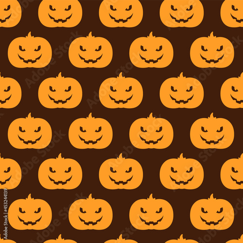 Seamless pattern Halloween background with pumpkins and bats