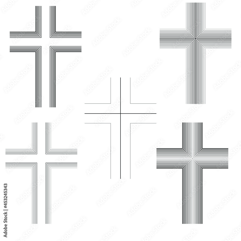 Religion Cross . Black lines . Vector