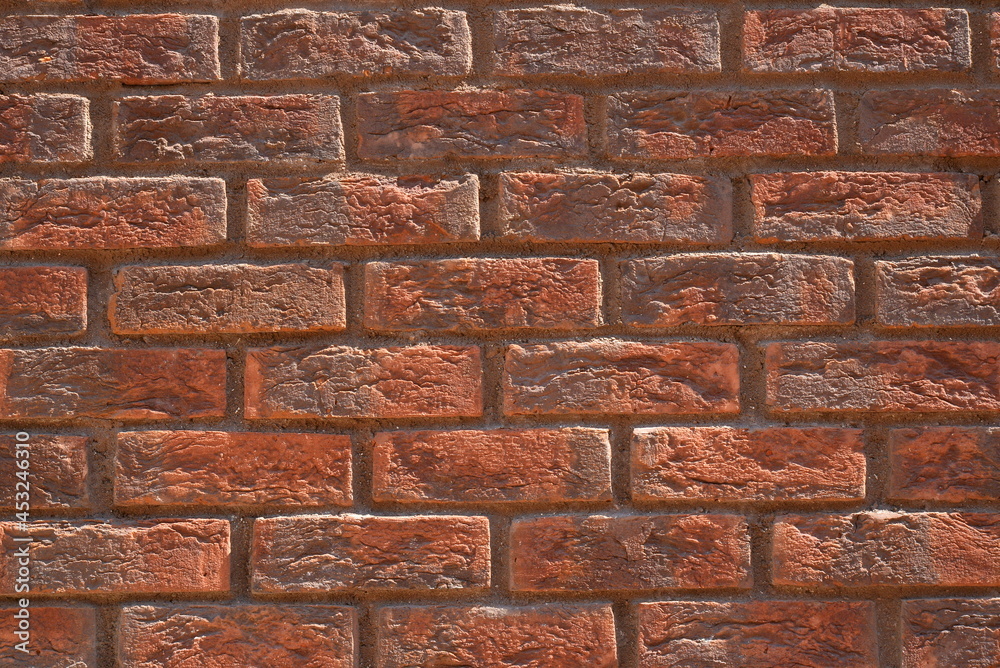 Fototapeta premium red orange grunge brick wall texture background
