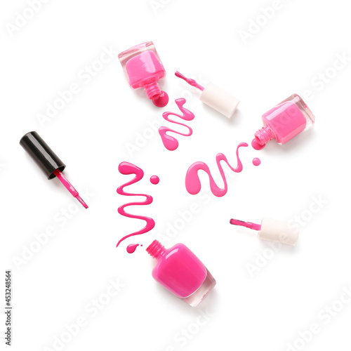 Bottles of nail polishes wi...