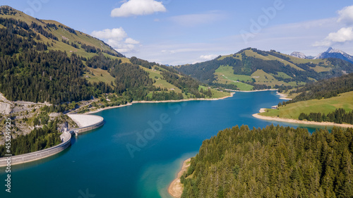The lake of l'Hongrin and its dam, Switzerland. 