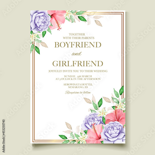 Elegant floral template wedding card