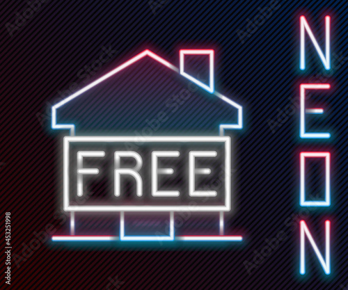 Glowing neon line Shelter for homeless icon isolated on black background. Emergency housing, temporary residence for people, bums and beggars without home. Colorful outline concept. Vector