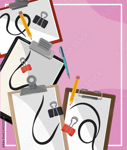 clipboards with pencil strokes