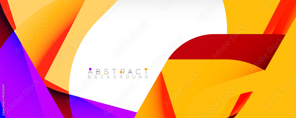 Geometric abstract background - multicolored abstract shapes on white. Vector Illustration For Wallpaper, Banner, Background, Landing Page Geometric abstract background - multicolored abstract shapes on white. Vector Illustration For Wallpaper, Banner, Background, Landing Page