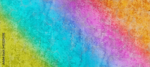 Abstract colorful rainbow colors painted colored grunge stone concrete cement blackboard chalkboard wall floor texture background banner panorama