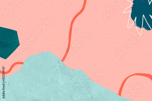 Abstract background vector in pink and green with abstract colorful mountain memphis drawings