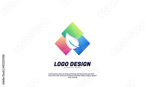 abstract illustration creative idea inspiration leaf logo brand company and business gradient color