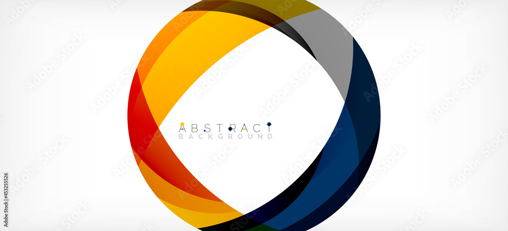 Geometric abstract background. Circle created with overlapping color shapes. Vector Illustration For Wallpaper, Banner, Background, Landing Page Geometric abstract background. Circle created with overlapping color shapes. Vector Illustration For Wallpaper, Banner, Background, Landing Page