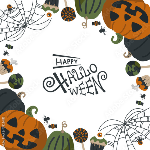 ハロウィーンカボチャのフレーム型イラスト