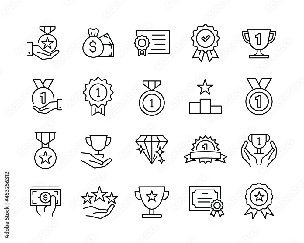 Awards Icons - Vector Line Icons. Editable Stroke. Vector Graphic