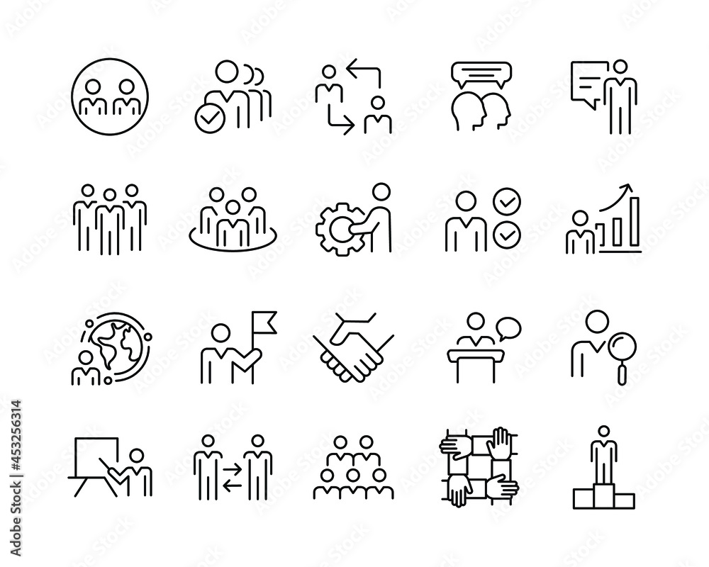 Business People Icons - Vector Line Icons. Editable Stroke. Vector Graphic