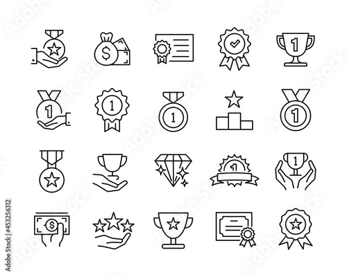 Awards Icons - Vector Line Icons. Editable Stroke. Vector Graphic