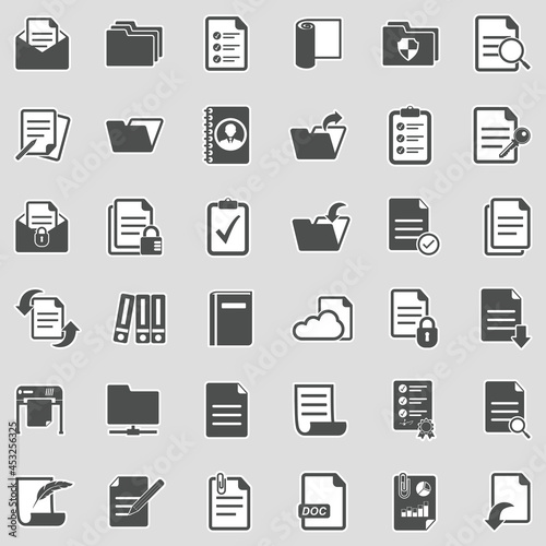 Documents Icons. Sticker Design. Vector Illustration.