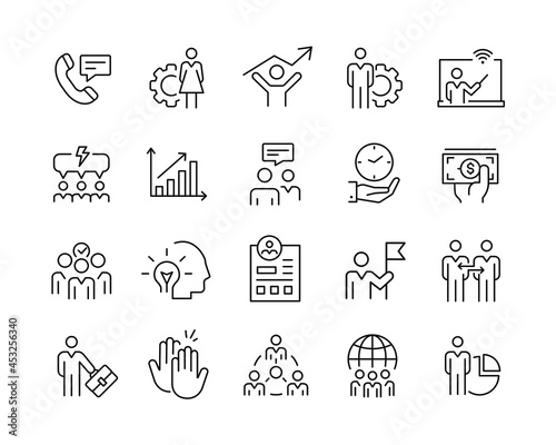HR Management Icons - Vector Line Icons. Editable Stroke. Vector Graphic